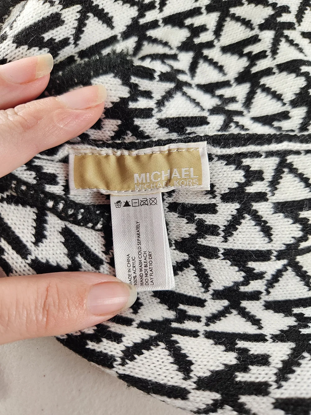 Michael Kors Black & White Logo Knit Beanie